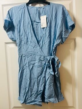HALARA Light Blue Wrap Romper Small NWT